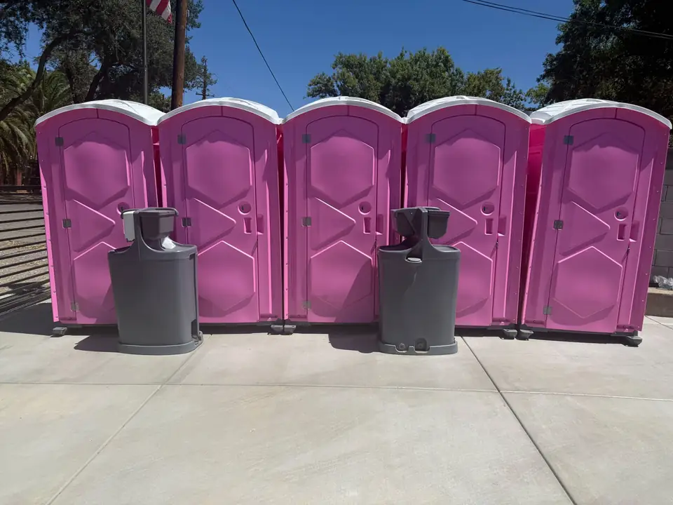 Event porta potties with hand-wash stations